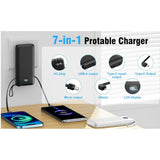 Wholesale-PB-107 – Power Bank 10,000mAh, Built-in Cables, USB-C Input/Output, USB-A, AC Wall Plug, LCD Display-Power Bank-Electro Vision Inc