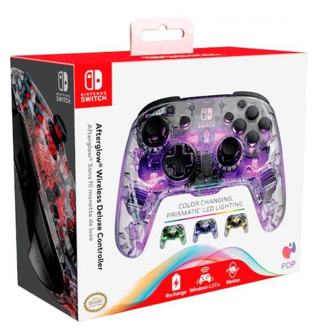Wholesale-PDP 137-NA Afterglow LED Wireless Deluxe Gaming Controller; Multicolor - Nintendo Switch - Transparent-Game Controllers-Electro Vision Inc