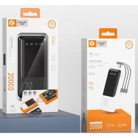 Wholesale-POWER BANK KALIO K-A21 3 IN 1 20,000mAh-Power Bank-Electro Vision Inc