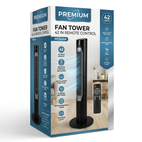 Wholesale-Premium PFT424R Fan Tower 42 in Remote Control-Fan-Electro Vision Inc
