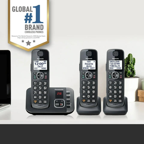 Wholesale-Panasonic KXTG3833M-R/B - 3-Handset Cordless Phone System with Answering System - CERTIFIED REFURBISHED-Electro Vision Inc