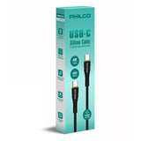 Wholesale-Philco FLC2610B USB-C to USB-C Silicone Cable 1.2m, 20W - Black-USB Cable-Electro Vision Inc