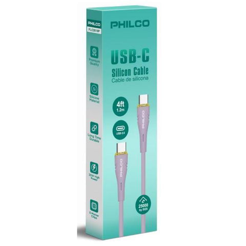 Wholesale-Philco FLC2610P USB-C to TYPE-C Cable TPE - Purple-USB Cable-Electro Vision Inc