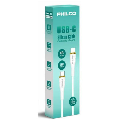 Wholesale-Philco FLC2610W USB-C to TYPE-C Cable TPE, 1.2M - White-USB Cable-Electro Vision Inc
