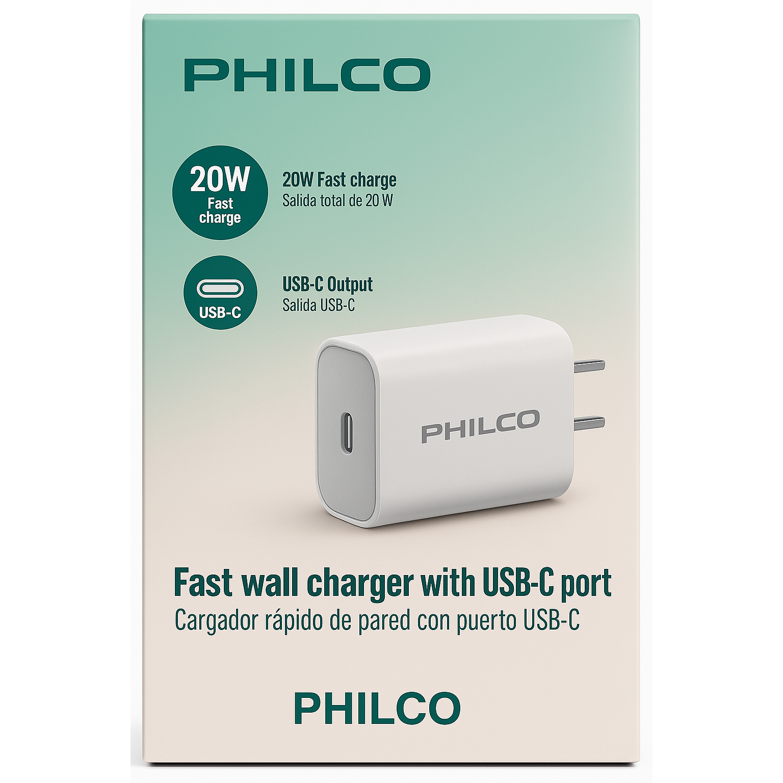 Wholesale-Philco FLP4320W USB-C Wall Charger 20W PD3.0 US Plug (White)-USB Wall Charger-Electro Vision Inc