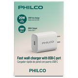 Wholesale-Philco FLP4320W USB-C Wall Charger 20W PD3.0 US Plug (White)-USB Wall Charger-Electro Vision Inc