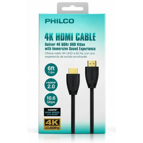 Wholesale-Philco FWV1436BN HDMI Cable 6ft 4K - Black-HDMI Cables-Electro Vision Inc