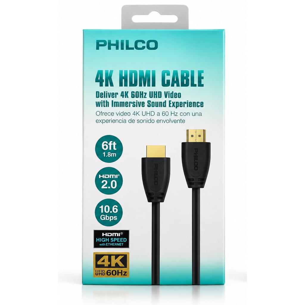 Wholesale-Philco FWV1438BN HDMI Cable 6.6ft 4K - Black-HDMI Cables-Electro Vision Inc