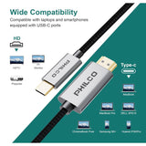 Wholesale-Philco PAH1314C-GY USB-C to HDMI Cable 6ft, 4K, 60Hz MacBook/iPad Compatible - Black-USB-C Cable-Electro Vision Inc