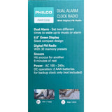 Wholesale-Philco PAR1006 Alarm Clock Radio Bluetooth Green Display 110-220V-Alarm Clock-Electro Vision Inc