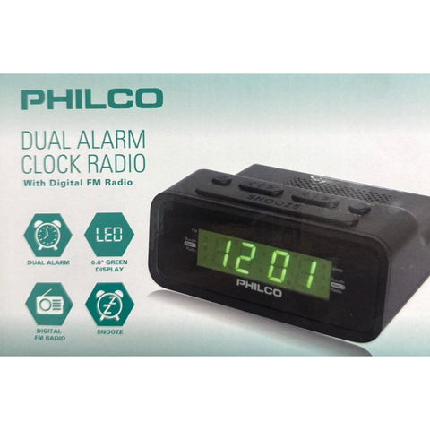 Wholesale-Philco PAR1006 Alarm Clock Radio Bluetooth Green Display 110-220V-Alarm Clock-Electro Vision Inc