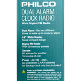Wholesale-Philco PAR2106 Alarm Clock Radio 110-220V - White-Alarm Clock-Electro Vision Inc