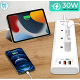 Wholesale-Philco PAS4003WH Power Strip, 4 Outlets, 1 USB-C port, and 2 USB-A Ports-Power Strip-Electro Vision Inc