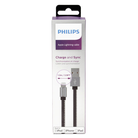 Wholesale-Philips DLC2508C Lightning Cable 1.2M - Black-Lightning Cable-Electro Vision Inc