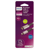 Wholesale-Philips DLC4206L2/27 - USB-C to Lightning 6 Ft. Cable Braided Cord - Silver-USB Cable-Phi-DLC4206L2/27-Electro Vision Inc