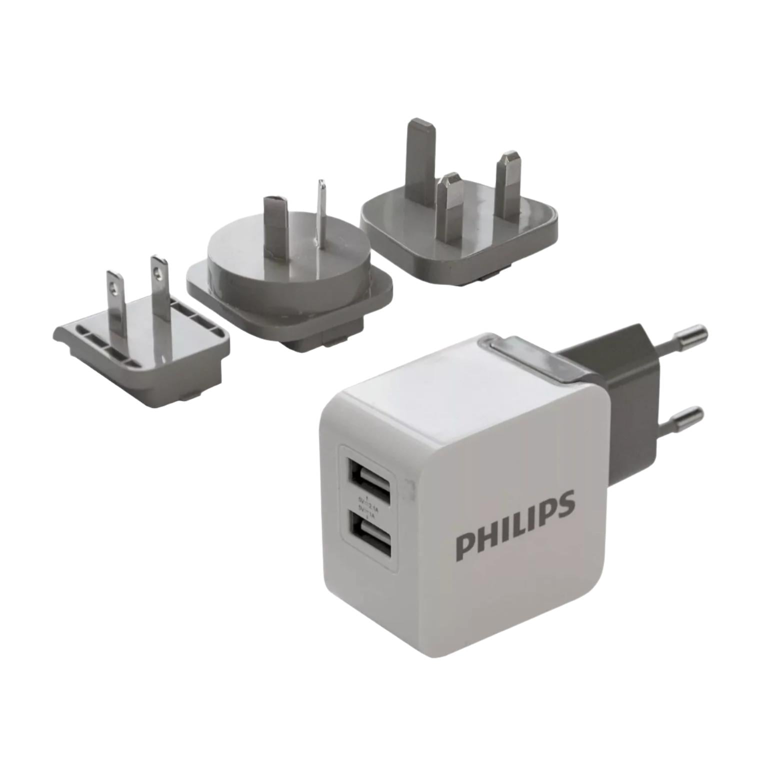 Wholesale-Philips DLP2220 Universal International Travel Charger – EU/UK/US Plug Compatibility-Travel Charger-Electro Vision Inc