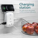 Wholesale-Philips Phi-SPS6026WA/37 USB 2.4A, 2pk 6-Outlet Tap w/ Shelf - White-Power Strip-Electro Vision Inc