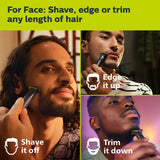 Wholesale-Philips QP1424/70 Norelco Oneblade Original Face, Powered Electric Shaver and Trimmer, QP1424/70-Electro Vision Inc