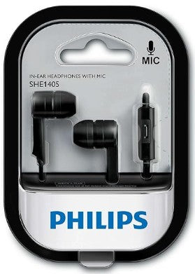 Wholesale-Philips SHE1405 In-Ear Headphone Headset with Mic - Black-Earbuds | Headphone-Electro Vision Inc
