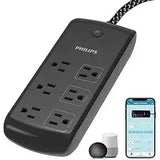 Wholesale-Philips SPP9068BF/37 Surge Protector 6 Outlet 3 Wi‑Fi Ports 8 ft Black-Surge Protector-Electro Vision Inc
