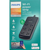Wholesale-Philips SPP9068BF/37 Surge Protector 6 Outlet 3 Wi‑Fi Ports 8 ft Black-Surge Protector-Electro Vision Inc