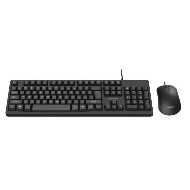 Wholesale-Philips SPT6214 Wired Keyboard and Mouse Combo - Black-Keyboard & Mouse-Electro Vision Inc