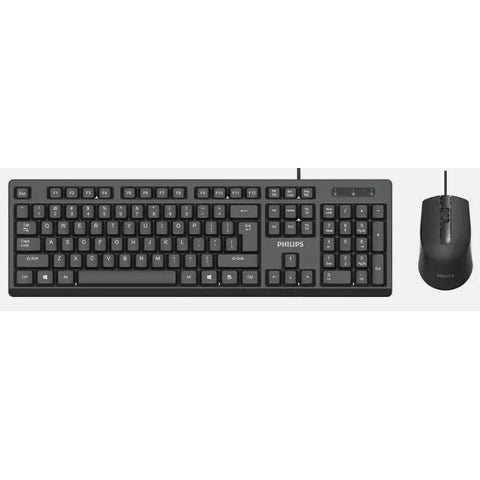 Wholesale-Philips SPT6234 Wired Keyboard and Mouse Combo - Black-Keyboard & Mouse-Electro Vision Inc