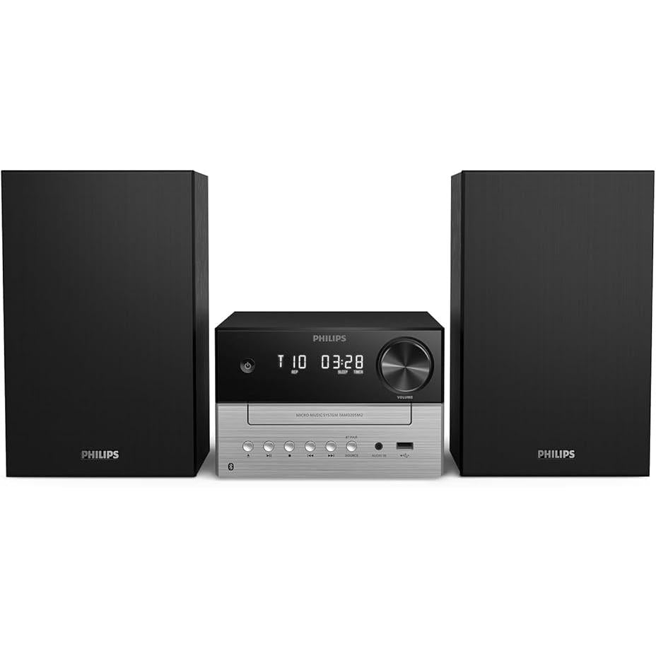 Wholesale-Philips TAM3205M2 Micro HiFi System CD Player Bluetooth FM USB 20W 110/240V-Stereo Speakers-Electro Vision Inc