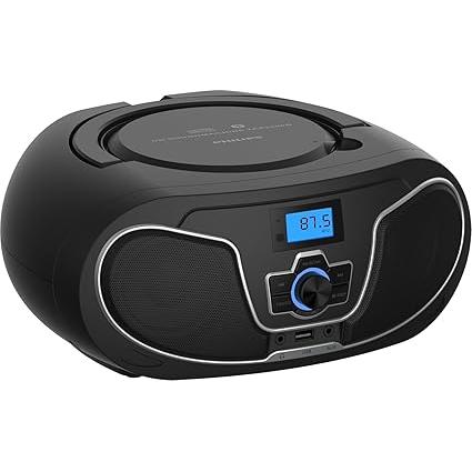 Wholesale-Philips TAZ3300BK Bluetooth CD Player Boombox FM USB AUX 110/240V - Black-Boombox Radio-Electro Vision Inc