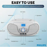 Wholesale-Philips TAZ3300WHT Bluetooth CD Player Boombox FM USB AUX 110/240V - White-Boombox Radio-Electro Vision Inc