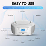 Wholesale-Philips TAZ4300WT Bluetooth CD Player Boombox FM USB AUX 110/240V - White-Boombox Radio-Electro Vision Inc