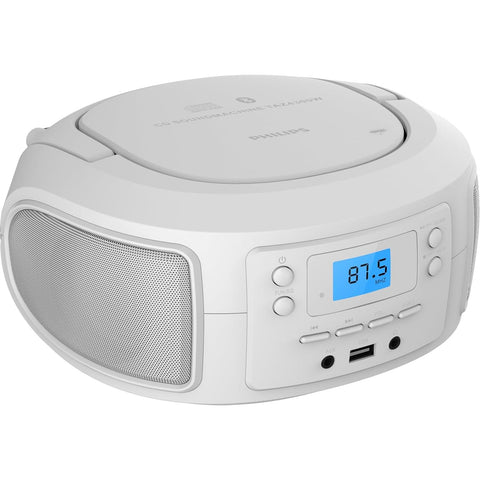 Wholesale-Philips TAZ4300WT Bluetooth CD Player Boombox FM USB AUX 110/240V - White-Boombox Radio-Electro Vision Inc