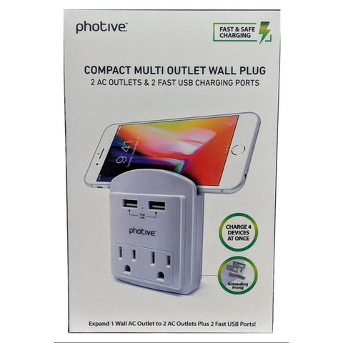 Wholesale-Photive 73529 Compact USB Wall Plug + 2 USB -5v 2.4A-Wall Plug-Electro Vision Inc