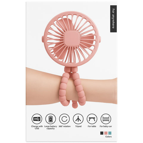 Wholesale-Portable Fan T642001 – Compact, Rechargeable, Adjustable Speed Desk Fan-Electro Vision Inc