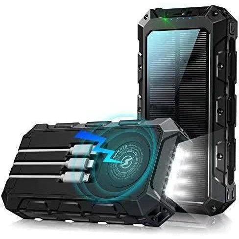 Wholesale-Power Bank BT-PB-103 Portable with Solar Charge, Flashlight and Built in Cables - 20,000mAh-Power Bank-Electro Vision Inc