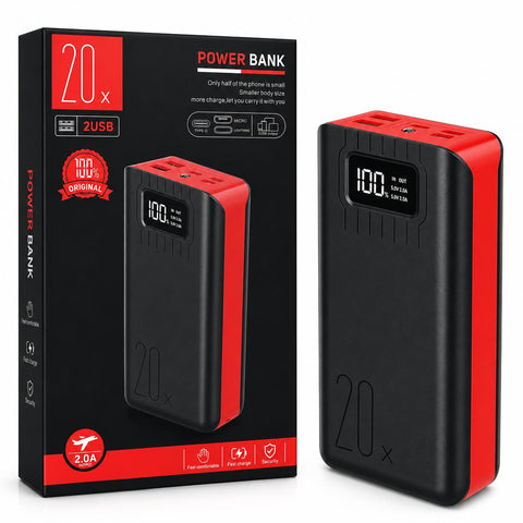 Wholesale-Power Bank PB-115 Dual USB Digital Display 20000mAh-Power Bank-Electro Vision Inc