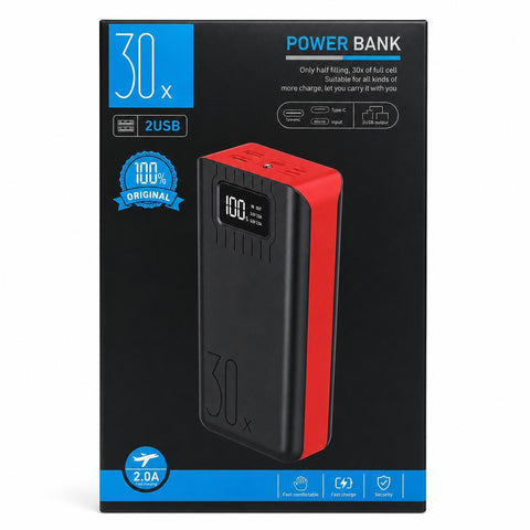 Wholesale-Power Bank PB-116 Dual USB LED Display 30000mAh-Power Bank-Electro Vision Inc