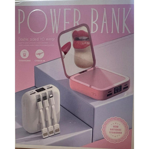 Wholesale-Powerbank - 10,000mAh - with Mirror and Built In Cables-Power Bank-Electro Vision Inc