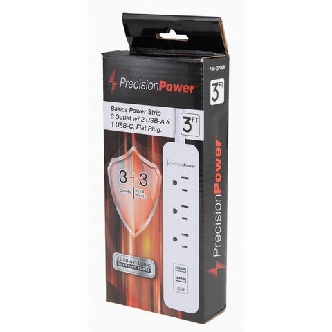 Wholesale-Precision Power 3PUSB PPI 3 Prong Surge Protector w/ USB-Surge Protector-Electro Vision Inc