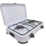 Wholesale-Premium PPS25 Portable Gas Stove 2 Burner - White-Portable Stove-Electro Vision Inc