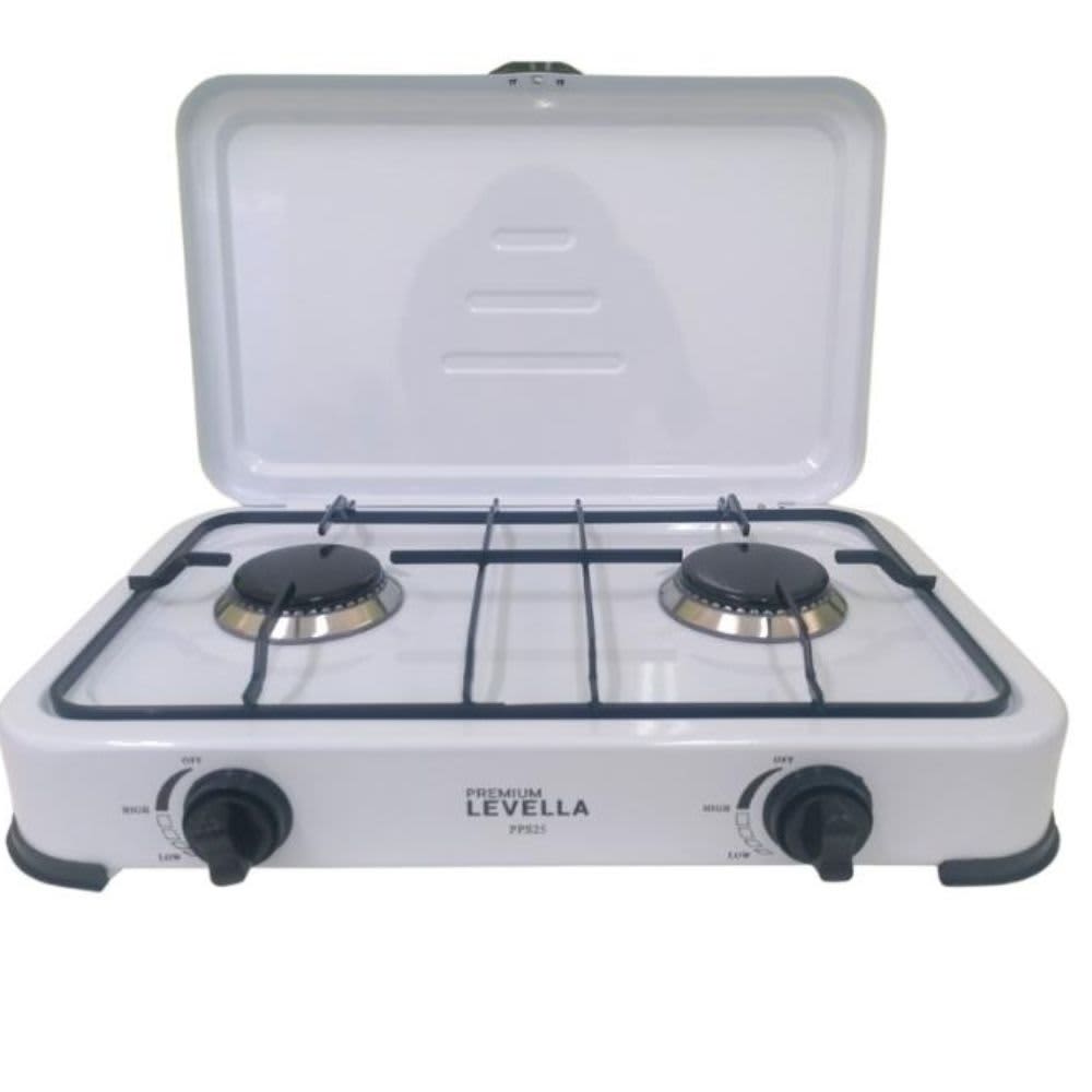 Wholesale-Premium PPS25 Portable Gas Stove 2 Burner - White-Portable Stove-Electro Vision Inc