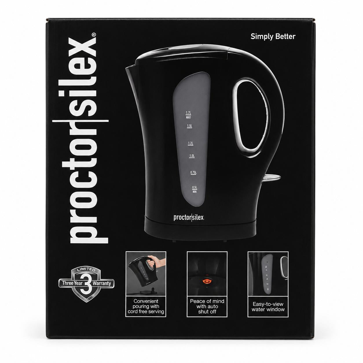 Wholesale-Proctor Silex K2071 Tea Kettle 1L - Black-Tea Kettle-Electro Vision Inc