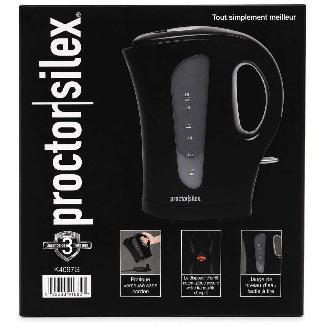 Wholesale-Proctor Silex K4097 Tea Kettle 1.7L - Black-Kettle-Electro Vision Inc