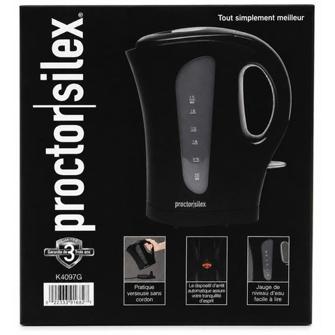 Wholesale-Proctor Silex K4097 Tea Kettle 1.7L - Black-Kettle-Electro Vision Inc