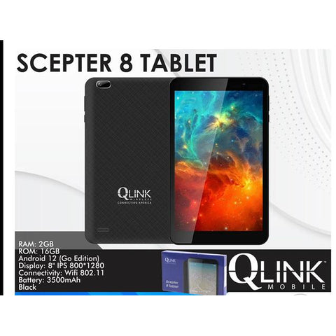 Wholesale-Q Link Scepter 8 Tablet 8 inch IPS Display 2GB RAM 16GB Storage Android 12-Electro Vision Inc