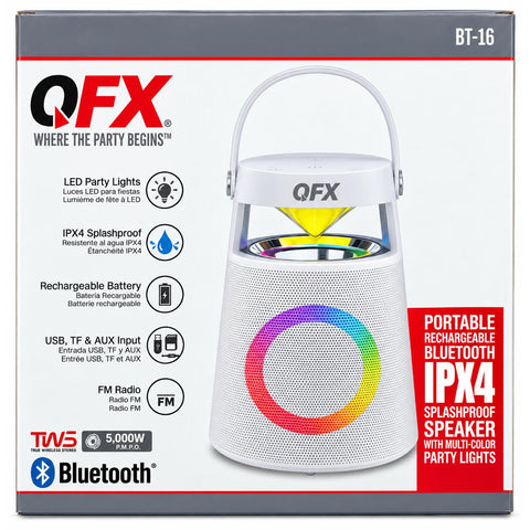 Wholesale-QFX BT16WHT Bluetooth Speaker 3" - White-Bluetooth Speaker-Electro Vision Inc