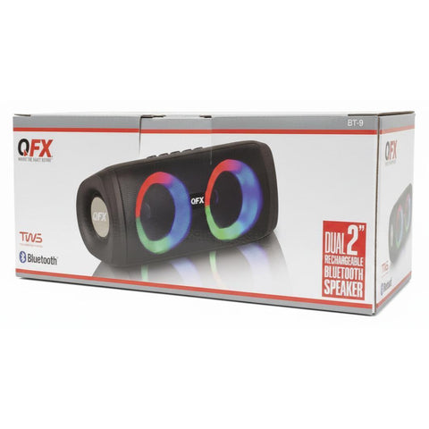 Wholesale-QFX BT9 Dual 2" Rechargeable Bluetooth Speaker-Bluetooth Speaker-Electro Vision Inc