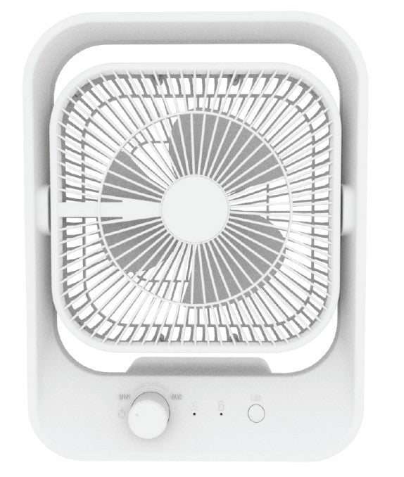 Wholesale-QFX FB82WHT Desktop Fan ,2 Night Lights 3-Speed 8"-Fan-Electro Vision Inc
