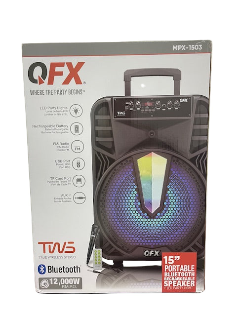 Wholesale-QFX MPX1503 Bluetooth Speaker 15"-Bluetooth Speaker-Electro Vision Inc