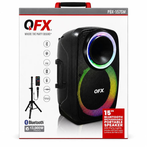 Wholesale-QFX PBX157 Bluetooth Speaker with Stand + Mic 15"-Speakers-Electro Vision Inc